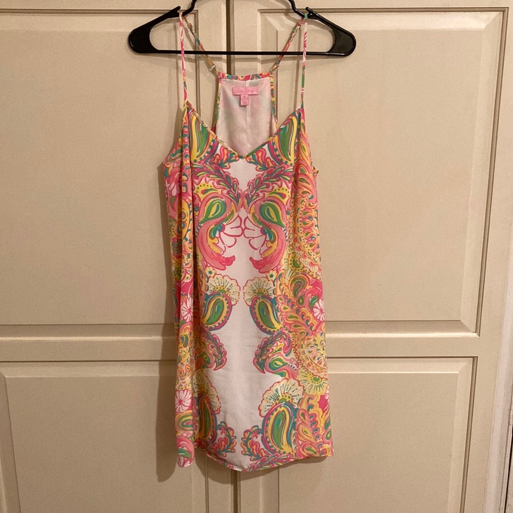 Lilly Pulitzer Pink, Green & Yellow Paisley Mini Dress